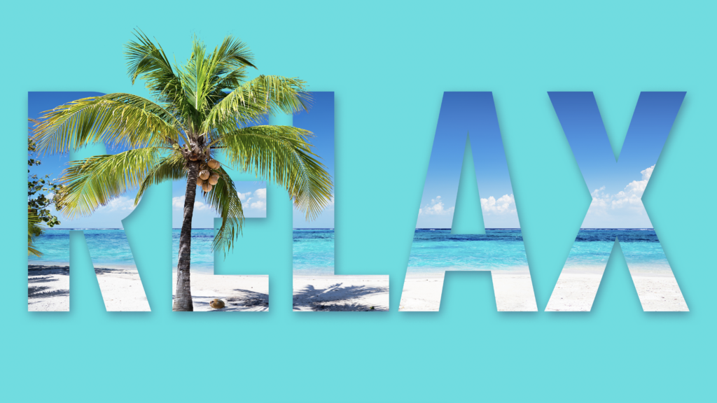 relax graphic with palm tree